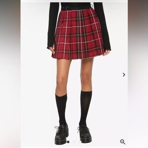 Hot Topic Red Plaid Mini Skirt